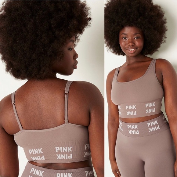 VS Pink Iced Coffee Seamless Sports Bra & Seamless High Waist Leggings - Picture 9 of 13